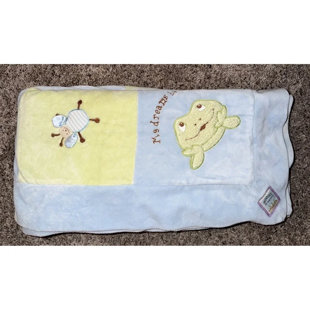 Bunnies by the Bay Frog‎ My Dreams Have Wings Green Baby Blanket Security 36x36